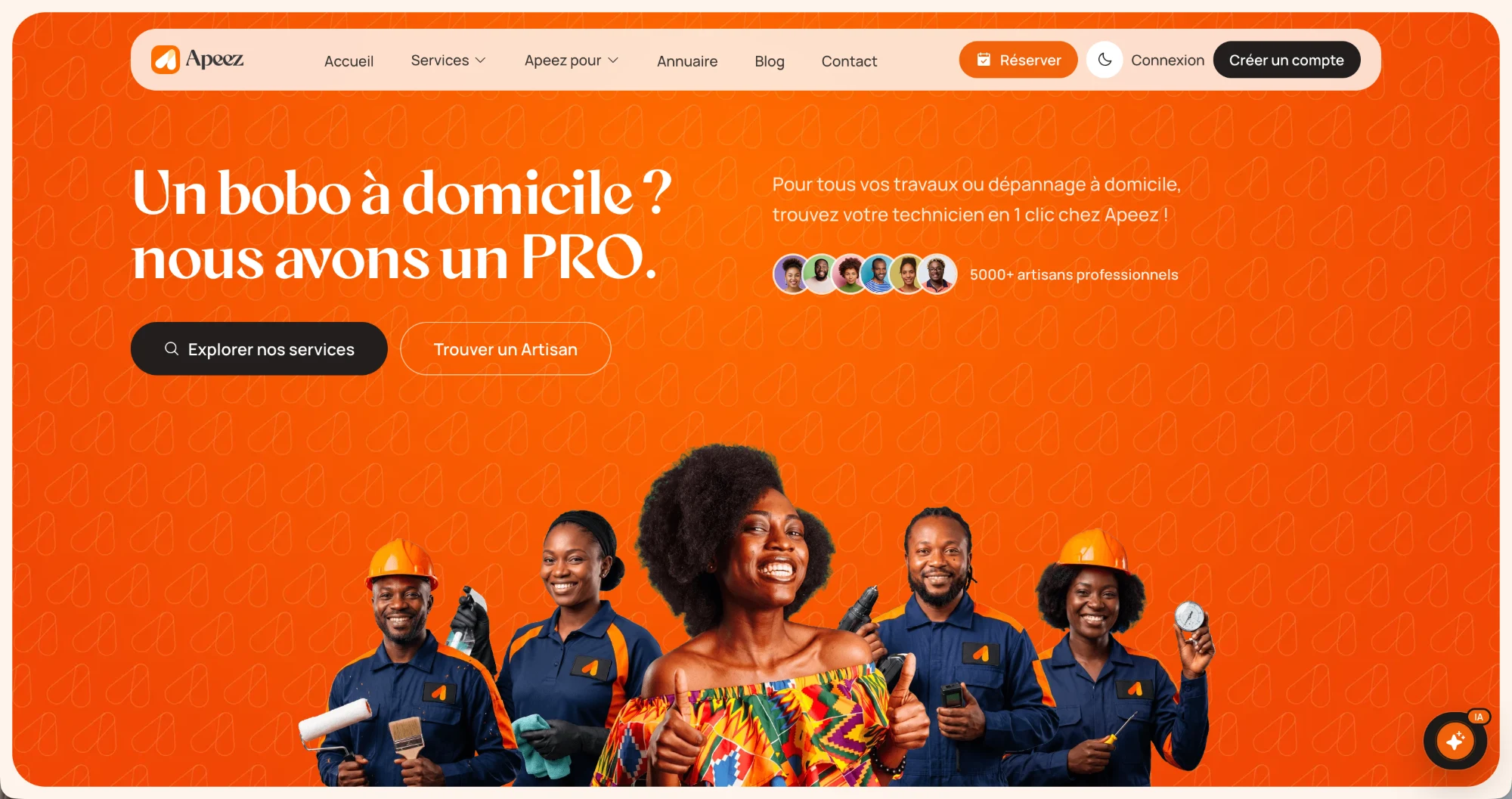 Apeez : l’accueil du site du produit