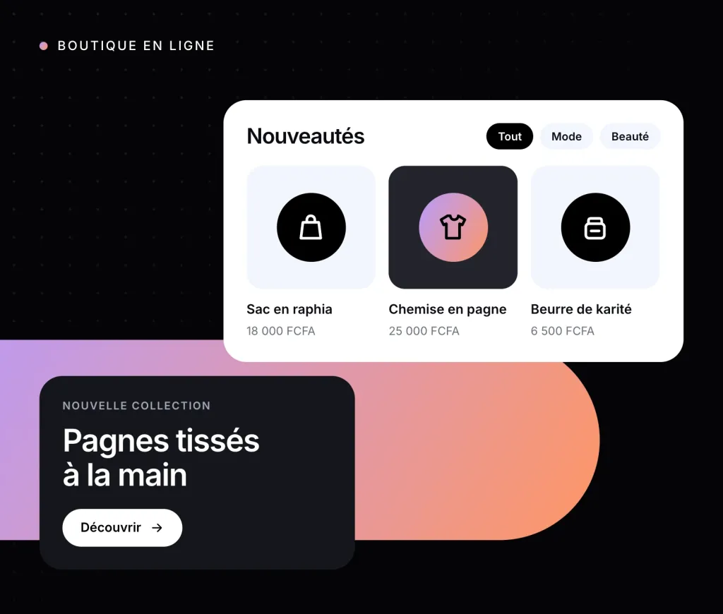 Illustration : la vitrine d’une boutique en ligne avec ses nouveautés et une collection mise en avant