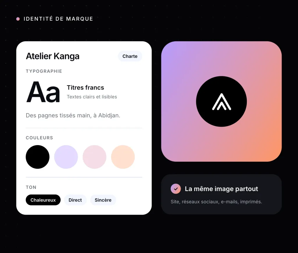 Illustration : une planche d’identité de marque, typographie, couleurs et ton